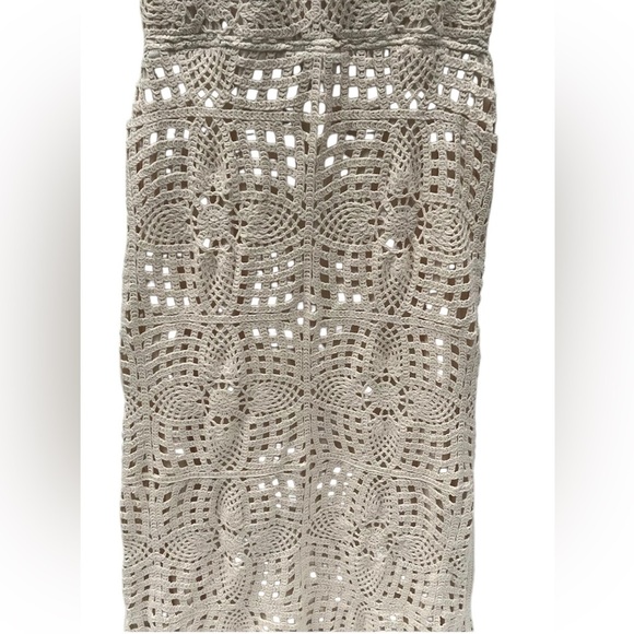 House of Harlow 1960 Ivory Crochet Knit Halter Cutout Back Maxi Dress NWOT - Picture 9 of 12